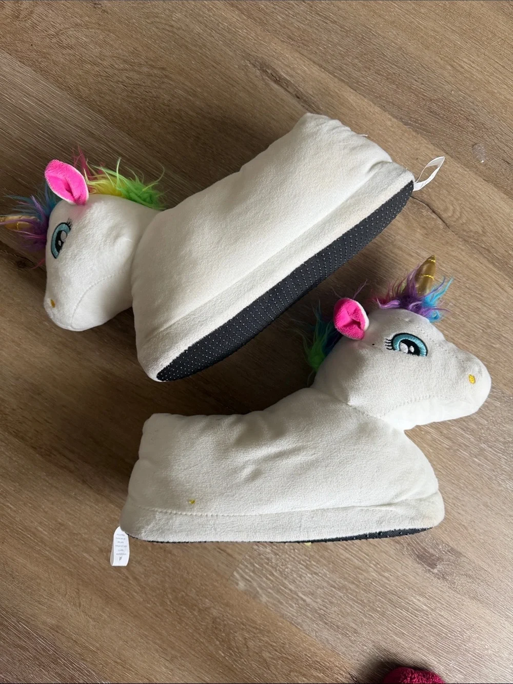 EUC Big Girls Kids MEDIUM Happy Feet Unicorn Slippers 4 5 6